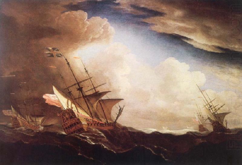 English ships beating to windward in a gale, Monamy, Peter